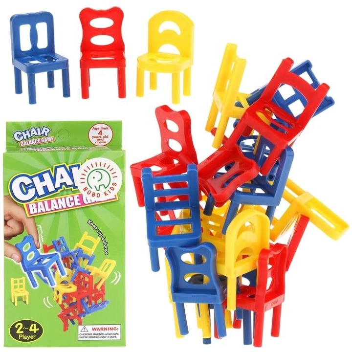 Joc Nobo Kids Harc a székekért, 18 szék, többszínű, 2-4 játékos, 4 év+