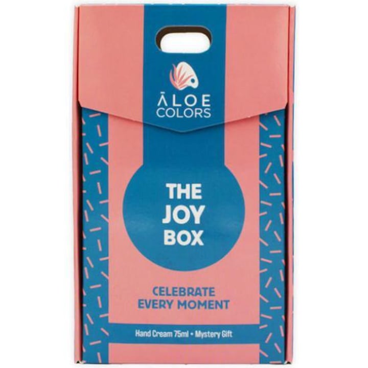 Set The Joy Box, ALOE+COLORS, crema hidratanta pentru maini 75ml, aroma de lemn, cadou misterios