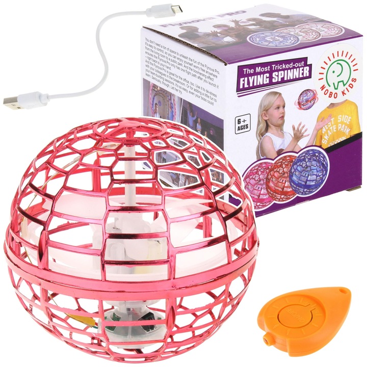 Minge Zburatoare Ufo, include telecomanda si cablu USB, Jucarie interactiva Nobo Kids
