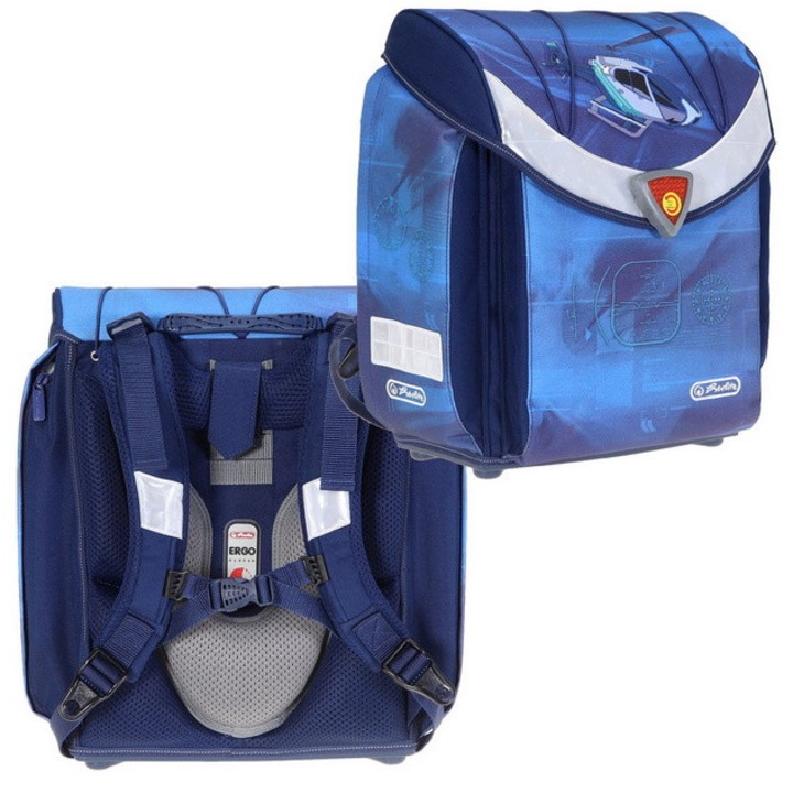 HERLITZ FLEXI Helikopter iskolatáska, ergonómikus, 2 beállítási szint, többszínű, állítható méretek