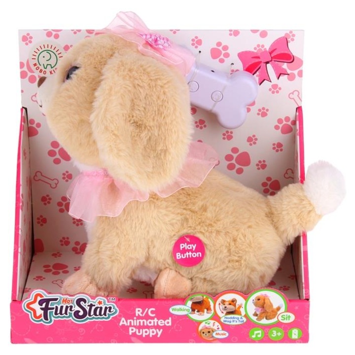 Nobo Kids interaktív kutya, távirányítós játék, puha szőrme, 16x28x25cm