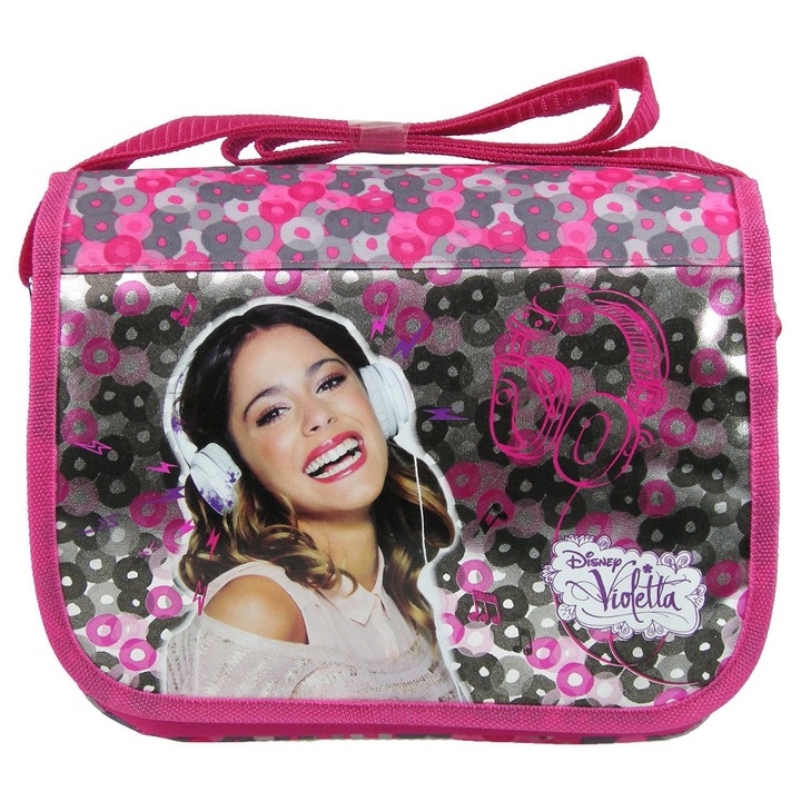 Táska Violetta kerettel, Derform, 25x20cm, csillogó applikációval, cipzárral és tépőzárral