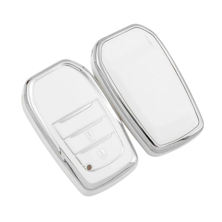 Калъф за ключ с 2 бутона за Toyota Hilux Innova Rav4 Fortuner Yaris бял