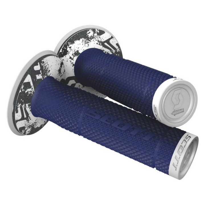 Mansoane Scott SXII, albastru si alb, dimensiune standard, pentru motocross si enduro