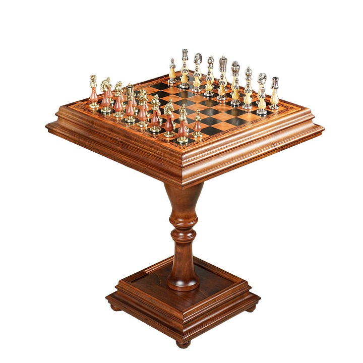 Masa de sah Italfama, 55x55cm, piele ecologica, inaltime 66cm, set, fabricata in Italia