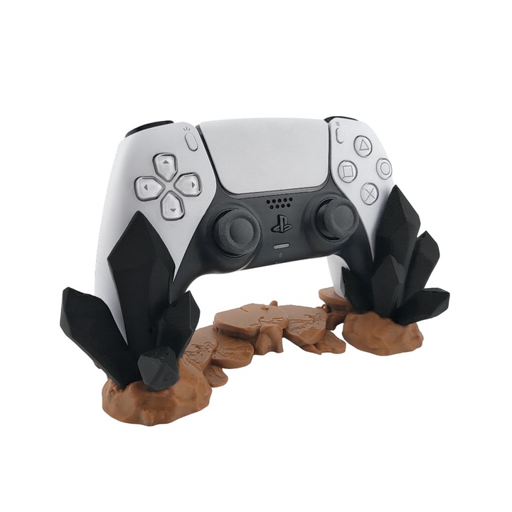 Suport Controller Playstation 5, Negru, Cristale, 19x8.5x8cm, Printat 3D