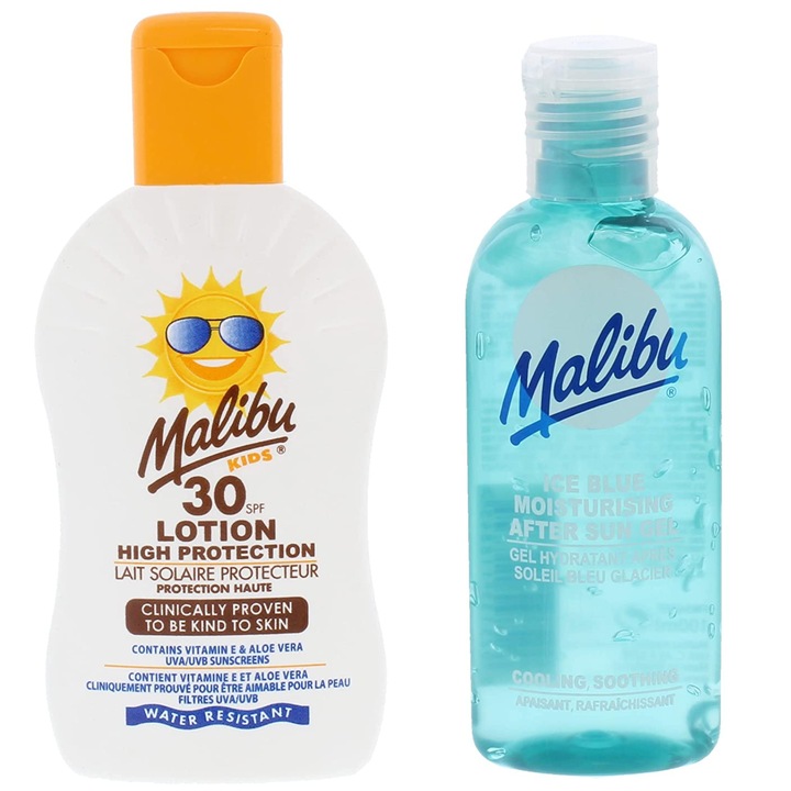 Balsam de protectie solara pentru copii Malibu SPF30 200ml + gel dupa soare 100ml