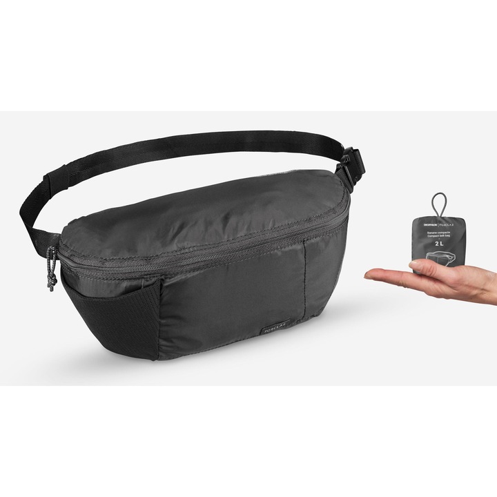 Kompakt utazótáska 2L fekete méret nélküli, füstös fekete