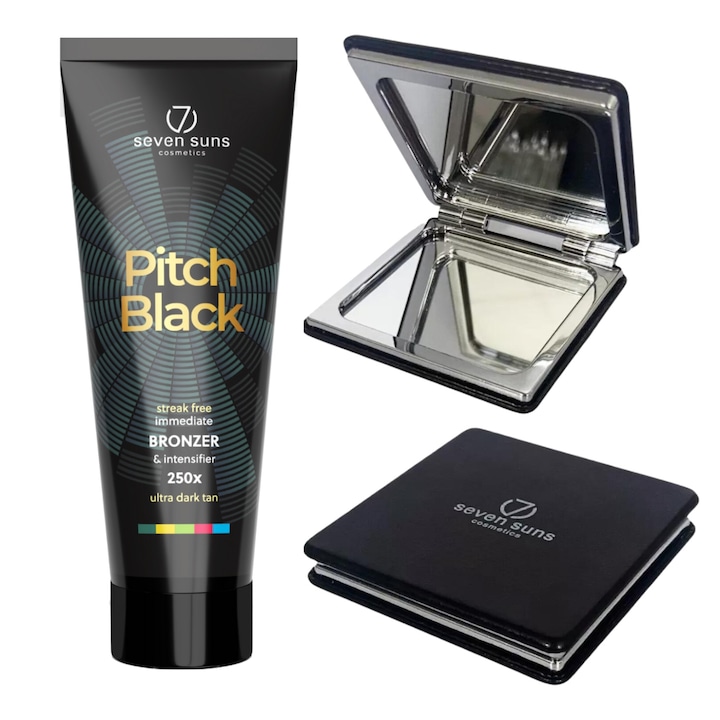 Bronzer önbarnító 7suns Pitch Black 250ml + dupla tükör szett