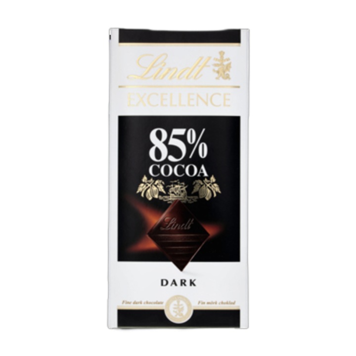 Ciocolata neagra Lindt EXCELLENCE 85% cacao, 100g, aroma intensa, gust amar