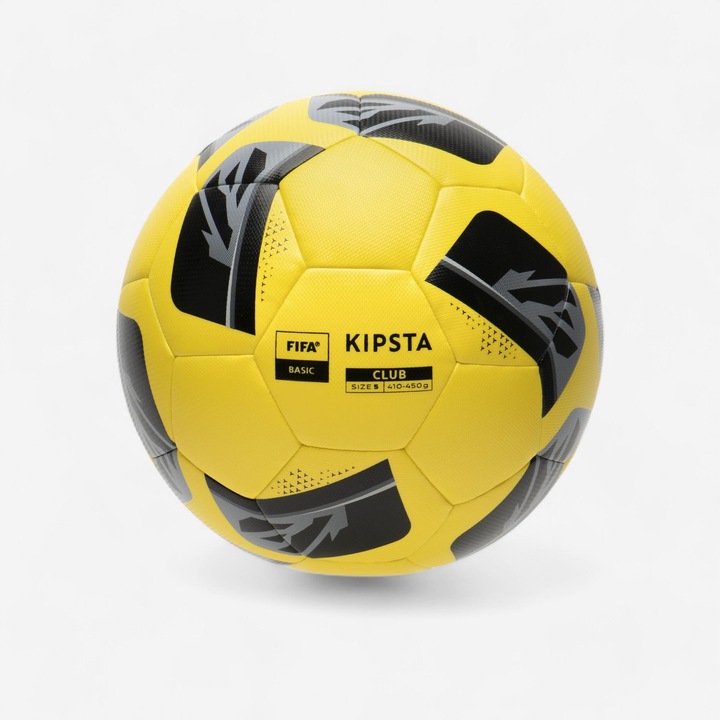 Minge fotbal Kipsta Hybride FIFA Basic, rezistentă, galben aprins, marimea 5