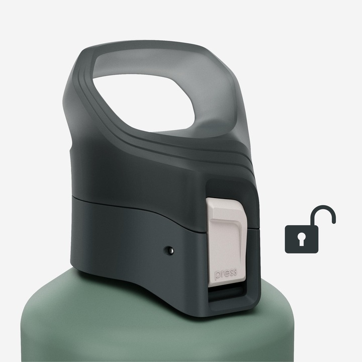 Alumínium kulacs, gyorsnyitású kupakkal, túrázáshoz, 500-as, 1 literes, zöld, méret nélküli, eukaliptusz zöld