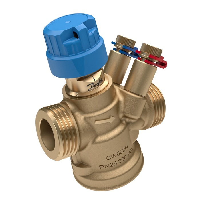 AB-QM szabályozó szelep, DN15, 650 l/h, mérőcsatlakozókkal, külső menettel