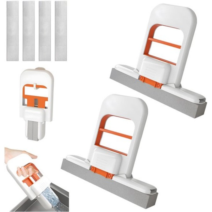 Mop pliabil compact, burete PVA, alb, 30x10cm