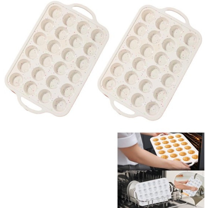 2 db szilikon forma muffinokhoz, bézs-barna, 38.9x23.4x2.6cm, hőálló