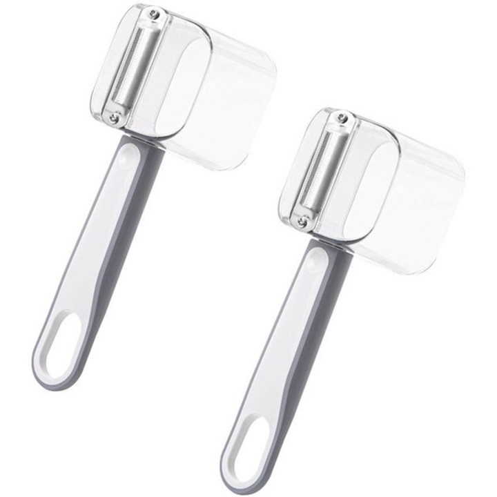 Curatator legume fructe, 2 piese, inox, recipient colectare, gri
