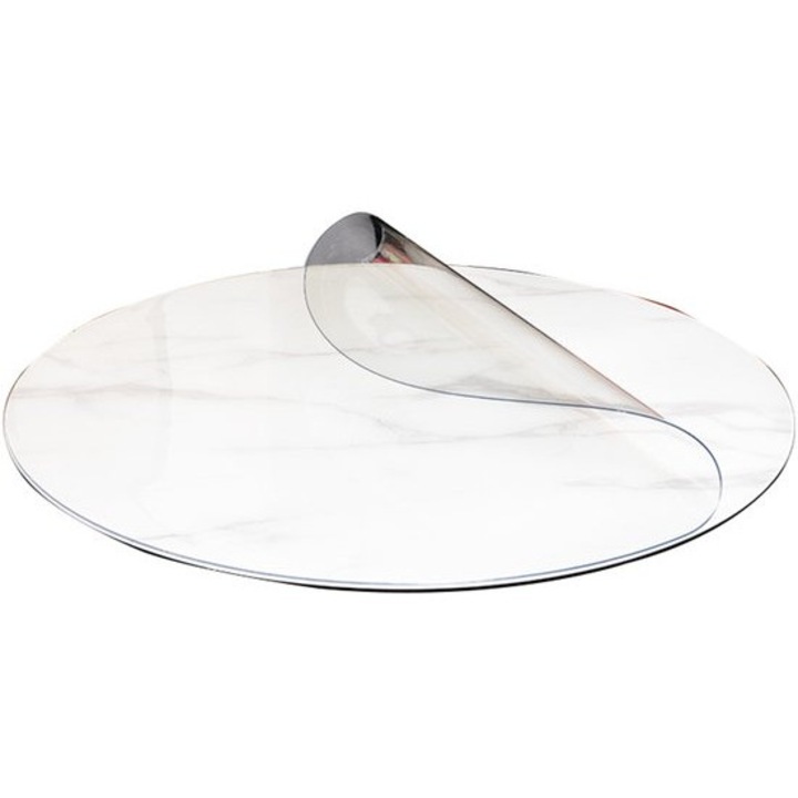 Kerek PVC asztalterítő K0312-0730-BL14391, vízálló, matt felületű, kopásálló, átlátszó, O 80 cm