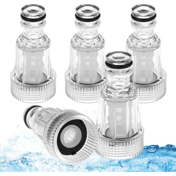 Filtru apa pentru aparat de spalat cu presiune, transparent, 3/4 inch, set 5 piese