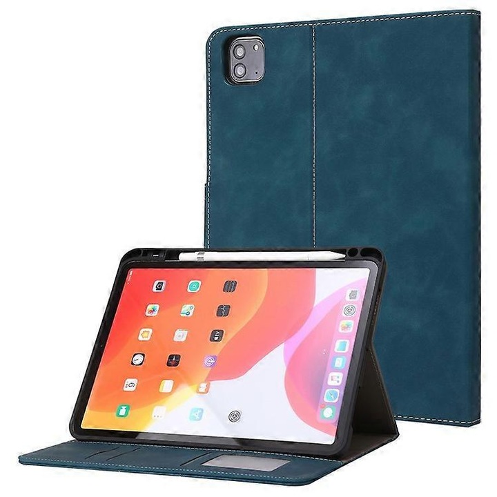 Husa tableta, suport pliabil, doua sloturi pentru carduri, culoare albastru deschis, pentru iPad Pro 11 inch