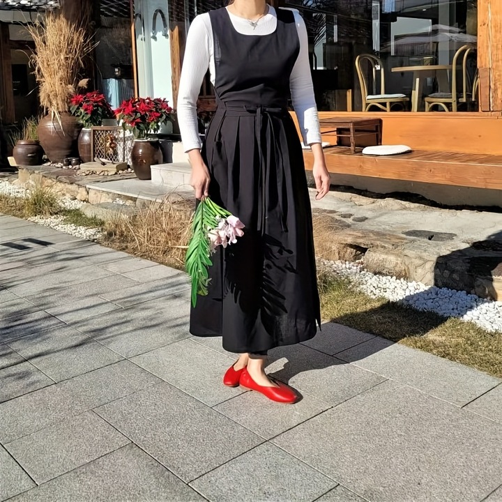 Sorturi bucatarie si gratar, sort negru, design cu legare, poliester, 114cm