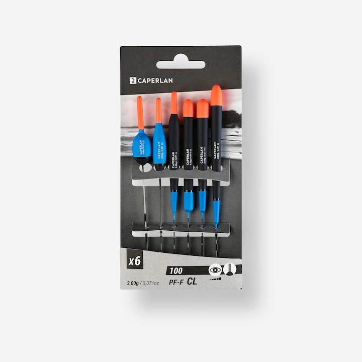 Set de 6 plute Caperlan F100, 2 g, pescuit stationar, albastru