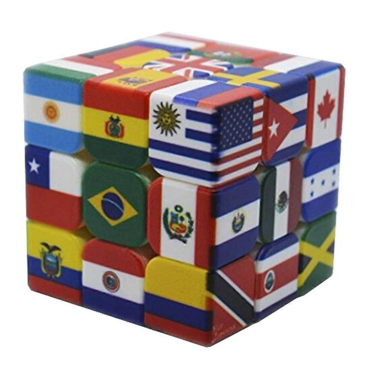 Куб Magic 3x3x3 с флагове, Игри за памет и интелигентност, Многоцветен, 3x3x3см