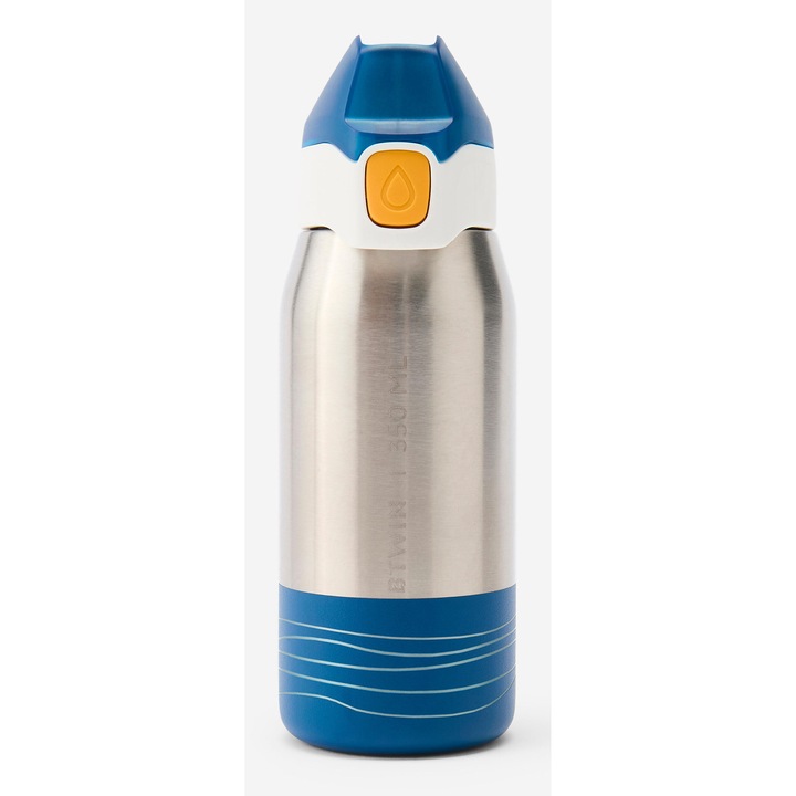 Kék 350ml-es rozsdamentes acél kerékpáros kulacs gyerekeknek 3-6 éves korig, méret nélküli, porosz kék