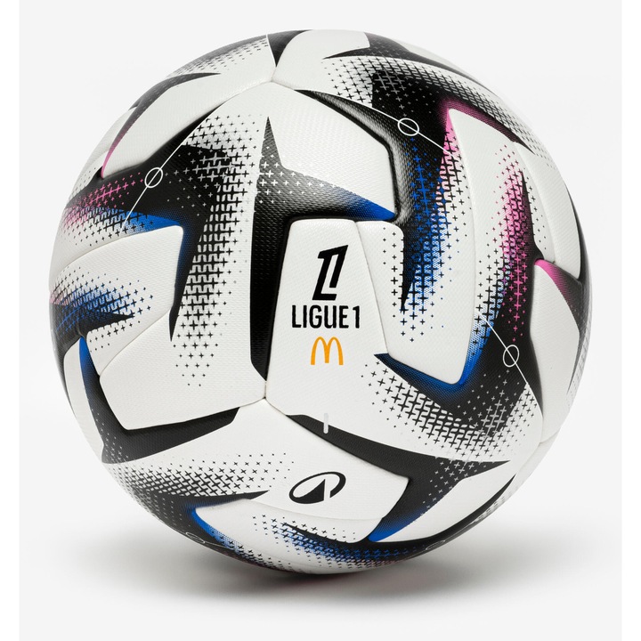 Minge fotbal Kipsta replica Ligue 1, imprimeu McDonald's alb, marimea 5, 25/26