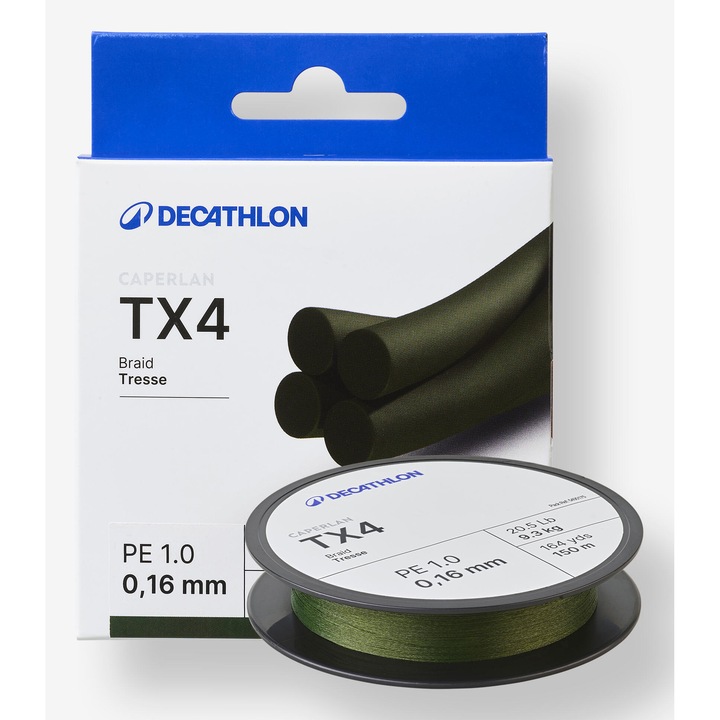 Fir textil pescuit cu naluci 4 fire tx4 kaki 16/100 - 300 m, kaki verzui inchis