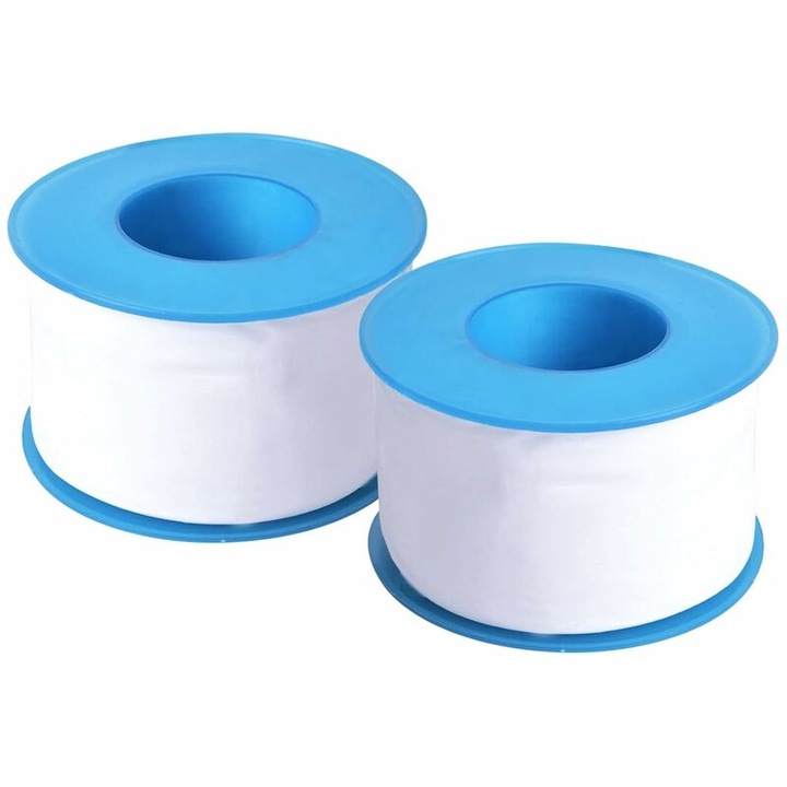 Set 2 bucati, banda de etansare PTFE, rezistenta la temperaturi -190°C/+370°C, impermeabila, rezistenta la coroziune, latime 50mm, alb, 2 x 30m