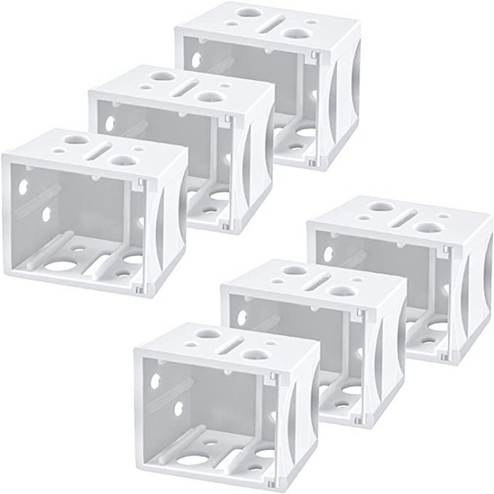 Set 6 bucati (3 seturi), suport montaj jaluzele verticale, plastic rezistent, pentru profile 1 inch (25 mm), montare stanga/dreapta, alb