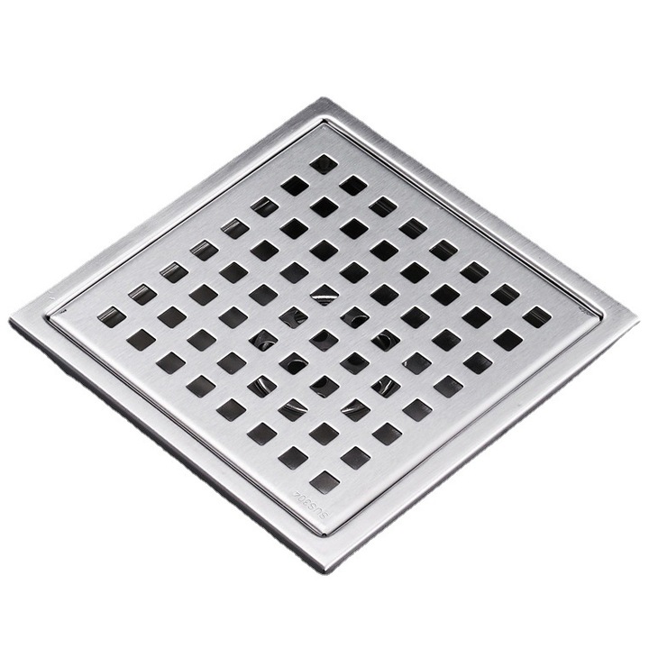Sifon pardoseala/scurgere pardoseala din otel inoxidabil 304, filtru dublu detasabil pentru par, antiretur, deodorant, patrat 110 x 110 mm, inox, 1 buc