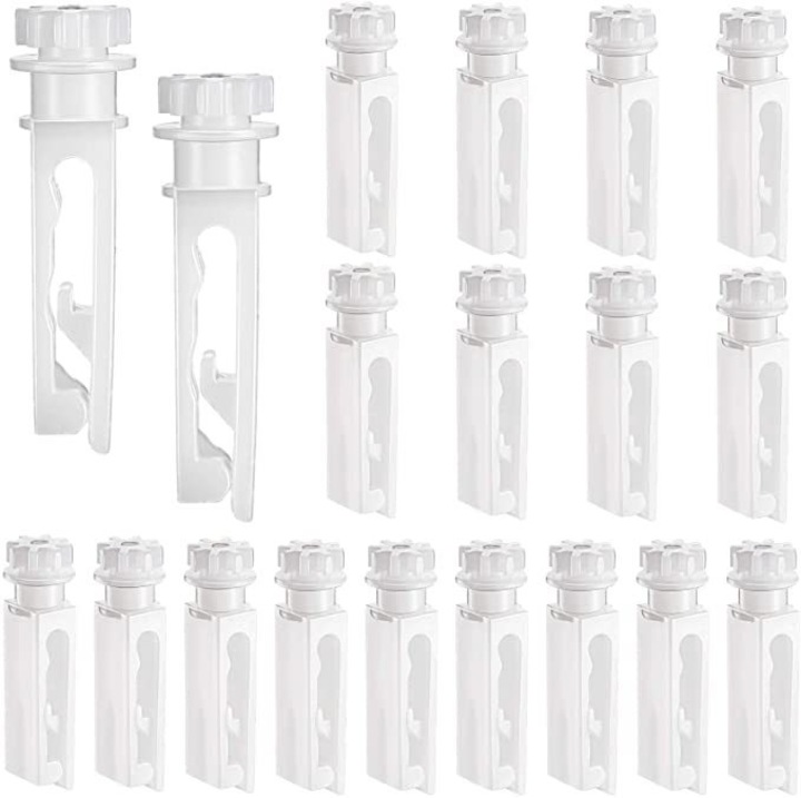 Set 20 tije rotative pentru perdele, plastic transparent, 20 buc