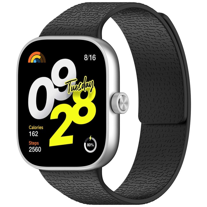 Каишка за Xiaomi Smart Band 9 Pro / 8 Pro / Redmi Watch 4 / Watch 5 - QuickFit, магнитен силикон, модерен дизайн - черна