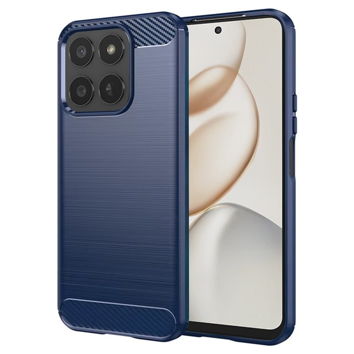 Husa Carbon pentru Honor 400 Smart 5G / 400 Smart 4G / X7d 4G, Silicon TPU Durabil, Protectie sporita, Rezistenta la socuri, Grip Anti-Alunecare, Albastra