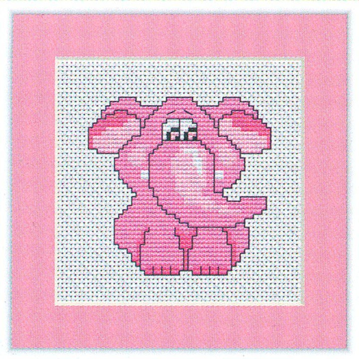 Set de brodat in cruciulita Luca-S B042 - "Elefant roz" 7.5x7.5 cm