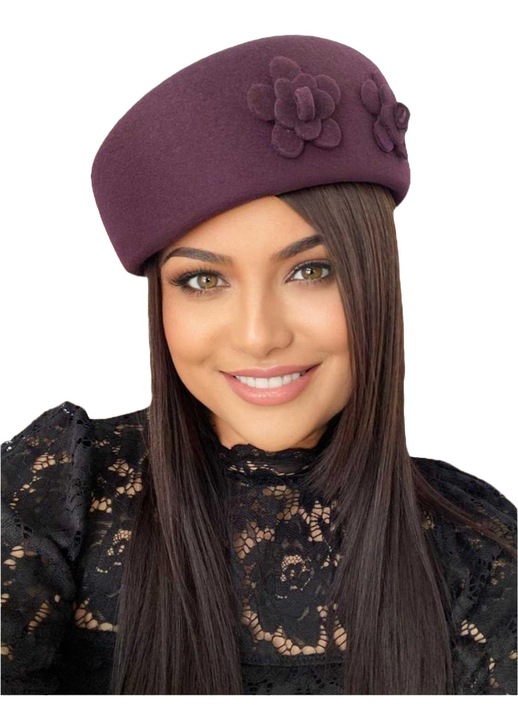 Palarie dama Confortino Marchiza, lana, violet, marime reglabila 53-58cm