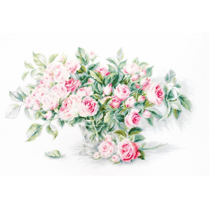 Комплект за бродиране с кръстат бод Luca-S B2286 - "Букет от розови рози" 43.5x28 см