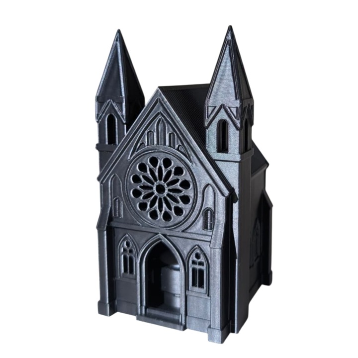 Catedrala LED, PLA, Neagra, Lumanare led inclusa, Gotic