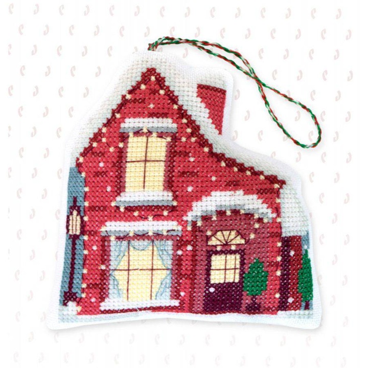 Set de brodat in cruciulita Luca-S JK020 - "Jucarie de Craciun. Casa" 11x11.5 cm