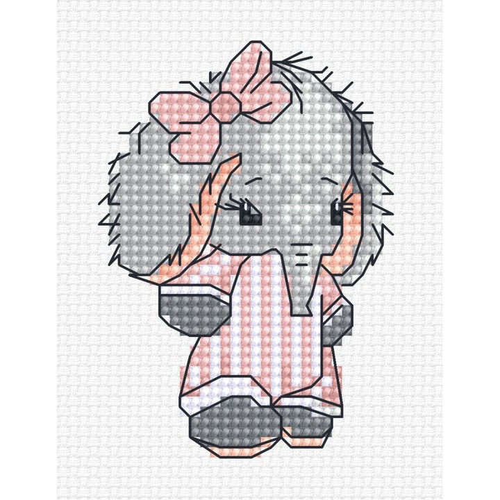 Set de brodat in cruciulita Luca-S M04 - "Prima mea broderie" 7x7.5 cm