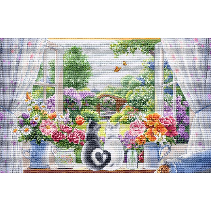 Комплект за бродиране с кръстат бод Luca-S BU5088 - "Прозорец на мечтите" 49x32cm