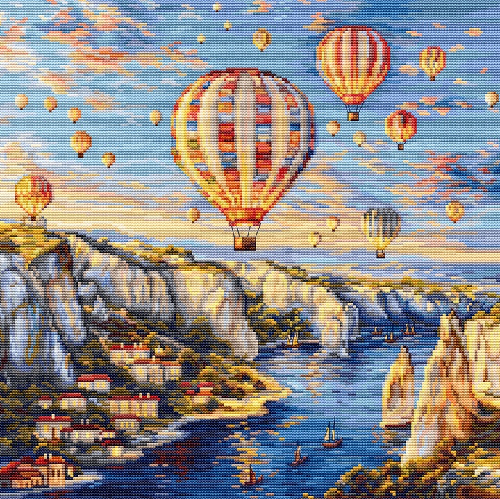 Комплект за бродиране с кръстат бод Luca-S BU5082 - "Кападокия" 30x30cm