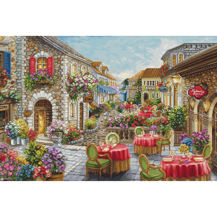 Комплект за бродиране с кръстат бод Luca-S BU5080 - "Fiori Cafele" 52x35cm