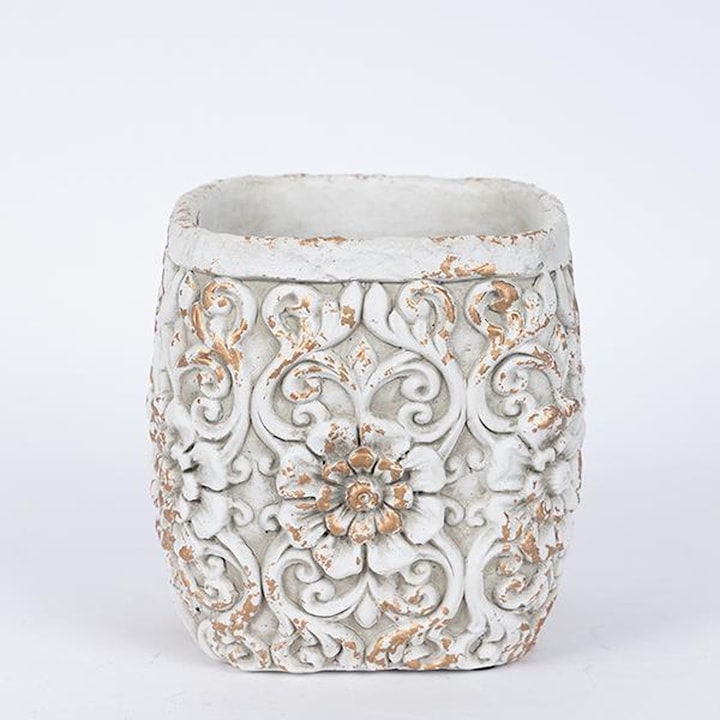 Jardiniera ciment Eurolamp 17.5x17.5x17.5 cm alb