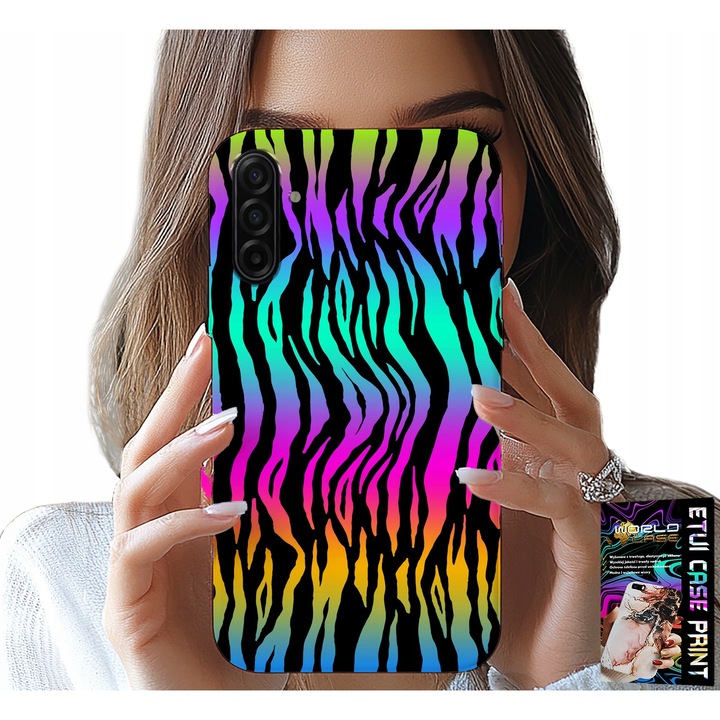 Tok Samsung Galaxy A17 5G-hez, World Case, absztrakt többszínű design, szilikon
