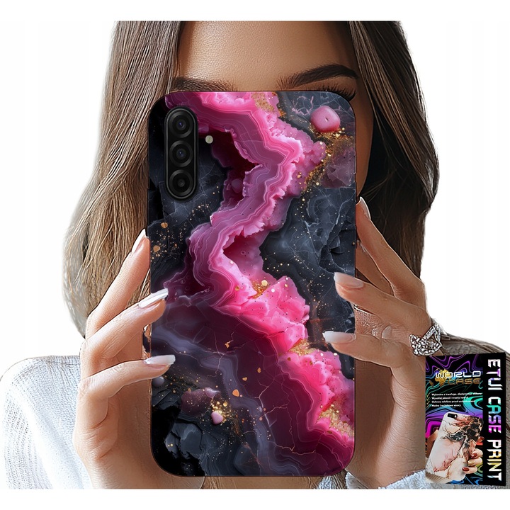 Tok Samsung Galaxy A17 5G-hez, World Case, rózsaszín márvány design, szilikon