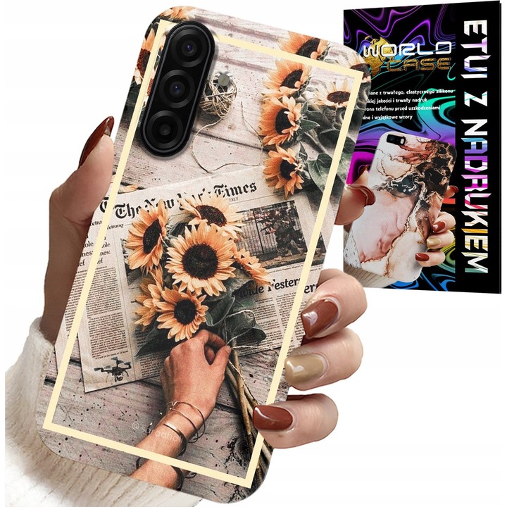 Tok Samsung Galaxy A17 5G-hez, World Case, virágos design, szilikon, többszínű