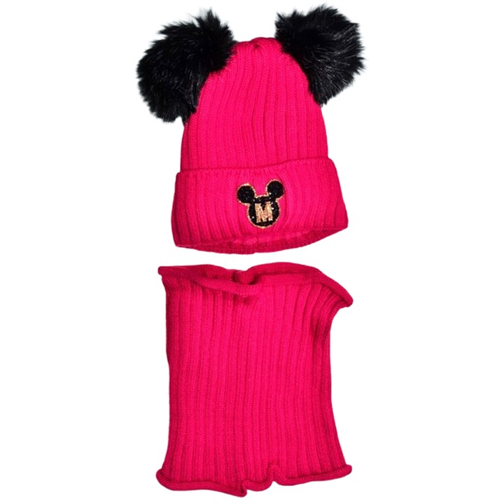 2 részes sapka és gallér szett lányoknak, Mini Junior C0111F-4, Fuxia 124341