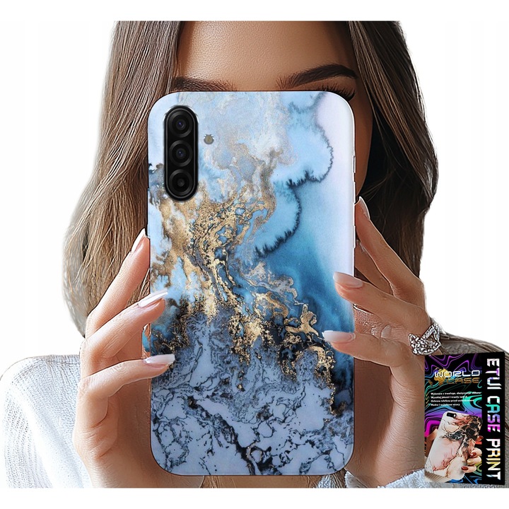 Tok Samsung Galaxy A17 5G-hez, World Case, szilikon, márvány mintás, üveggel szettben
